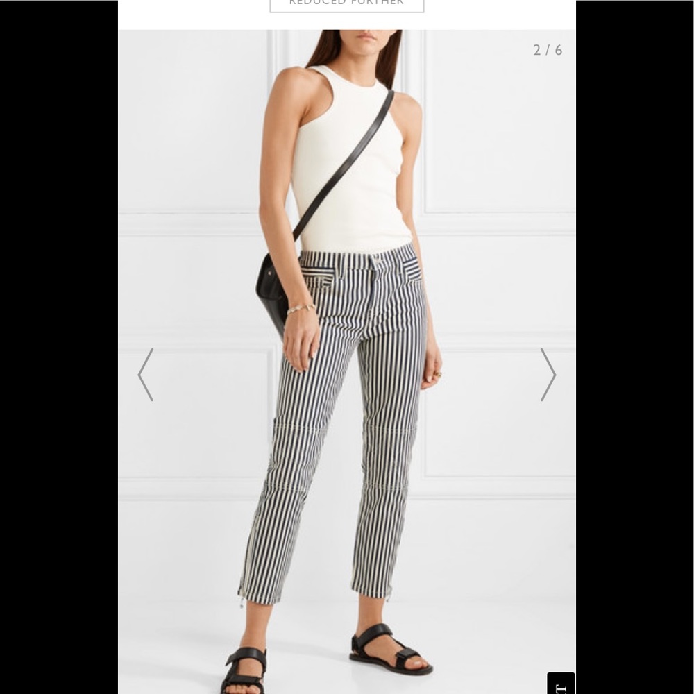Current/Elliott The cropped Lexton striped Denim